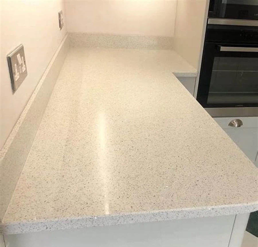 Crack on White Linen Quartz Countertop After Repair