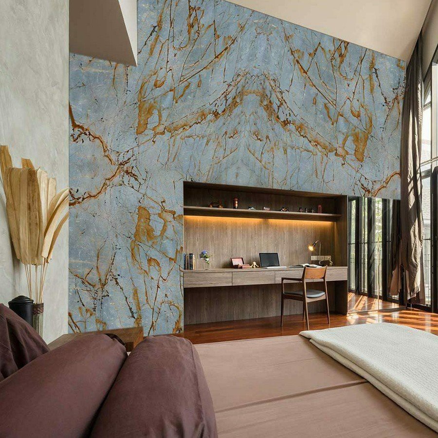 Roma Blue Quartzite Living Room Design